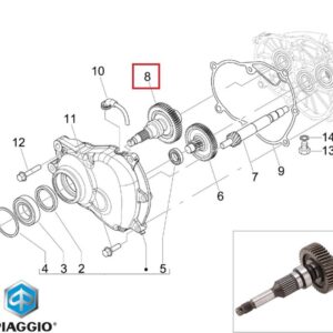 Ax roata spate (arbore iesire) original Piaggio MP3 250 - Vespa GTS - GTV 4T LC 250-300cc