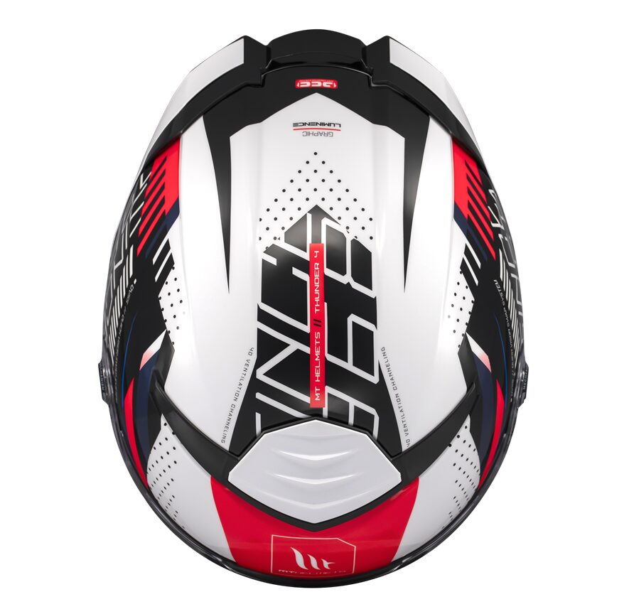 Casca integrala pentru scuter - motocicleta MT Thunder 4 SV Luminence A7 alb/rosu/albastru lucios (ochelari soare integrati) – tip viziera: MT-V-28B XS (53/54cm)
