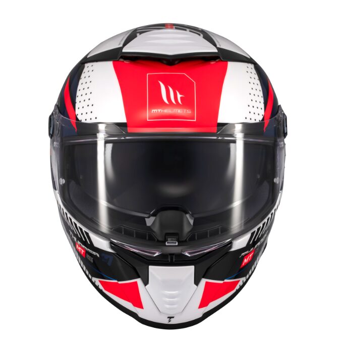 Casca integrala pentru scuter - motocicleta MT Thunder 4 SV Luminence A7 alb/rosu/albastru lucios (ochelari soare integrati) – tip viziera: MT-V-28B XS (53/54cm)