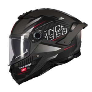 Casca integrala pentru scuter - motocicleta MT Thunder 4 SV Luminence D1 negru/gri mat (ochelari soare integrati) – tip viziera: MT-V-28B XXXL (65/66cm)