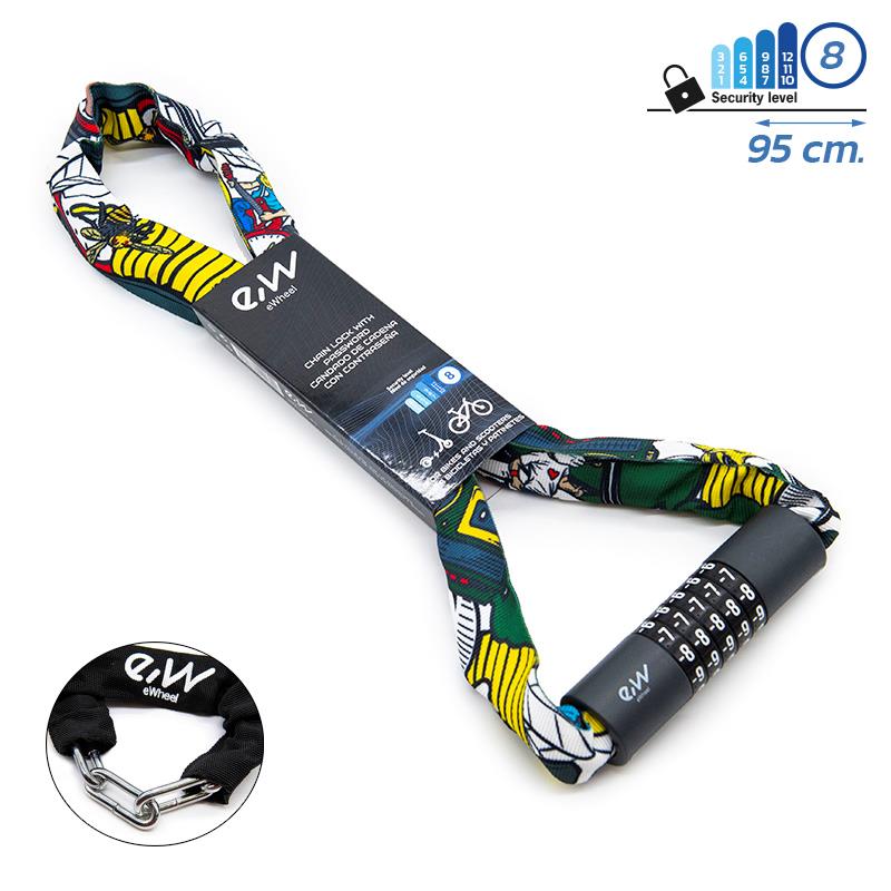Lanț anti - furt, scuter / bicicletă / trotinetă electrică, 95 cm, EWLK022, multicolor | Motorevolution