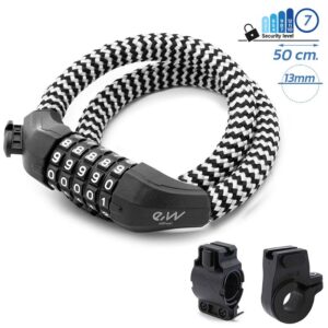 Lanț anti – furt, trotinetă / scuter / bicicletă electrică, EWLK025, 50 cm, negru -alb | Motorevolution