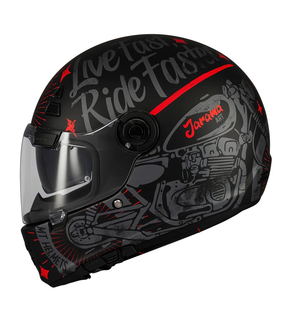Casca integrala pentru scuter - motocicleta MT Jarama SV Art E5 negru/gri mat – model Retro – Cafe Racer (ochelari soare integrati) – tip viziera: MT-V-32 L (59/60cm)