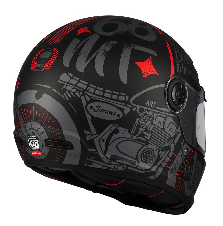 Casca integrala pentru scuter - motocicleta MT Jarama SV Art E5 negru/gri mat – model Retro – Cafe Racer (ochelari soare integrati) – tip viziera: MT-V-32 XL (61/62cm)