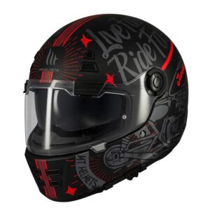 Casca integrala pentru scuter - motocicleta MT Jarama SV Art E5 negru/gri mat – model Retro – Cafe Racer (ochelari soare integrati) – tip viziera: MT-V-32 L (59/60cm)