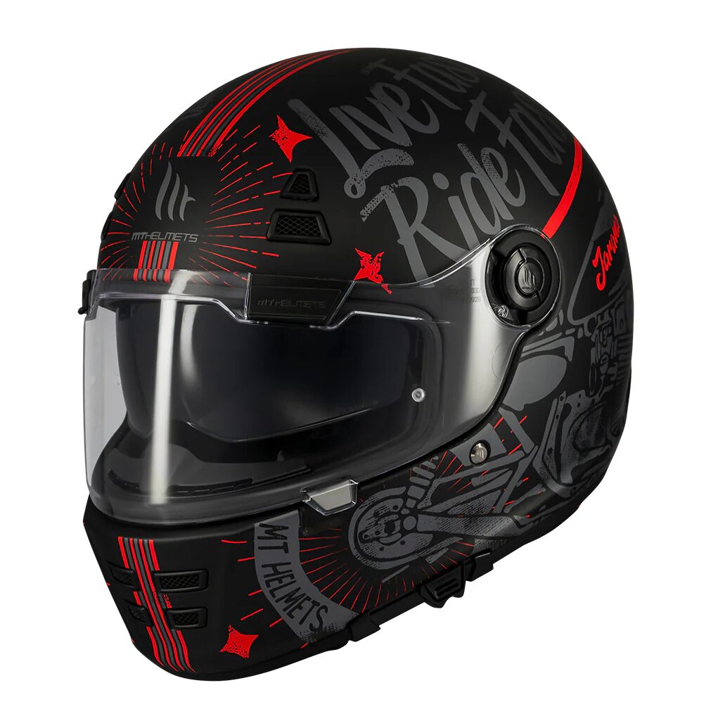 Casca integrala pentru scuter - motocicleta MT Jarama SV Art E5 negru/gri mat – model Retro – Cafe Racer (ochelari soare integrati) – tip viziera: MT-V-32 XL (61/62cm)