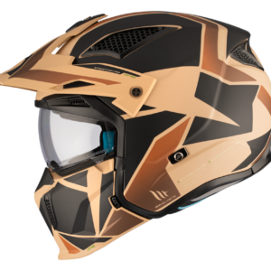 Casca pentru scuter - motocicleta MT Streetfighter SV S P1R B9 maro mat (ochelari soare integrati) – masca (protectie) barbie si cozoroc detasabile – omologare noua ECE 22.06 S (55/56cm)