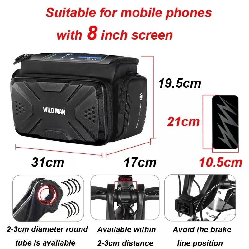 Geantă impermeabilă - trotineta / bicicleta electrică, 4L, cu suport pentru telefon, negru | Motorevolution