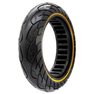 Cauciuc solid 10×2.5-6.1/B44, pentru trotineta electrică Nedong, compatibil jante 44 mm, negru cu linie galbenă | Motorevolution