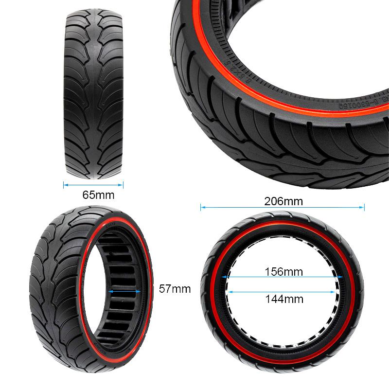 Anvelopă plină 8x2.5-6.1/B58, pentru trotineta electrică Dualtron Mini, negru cu linie roșie | Motorevolution