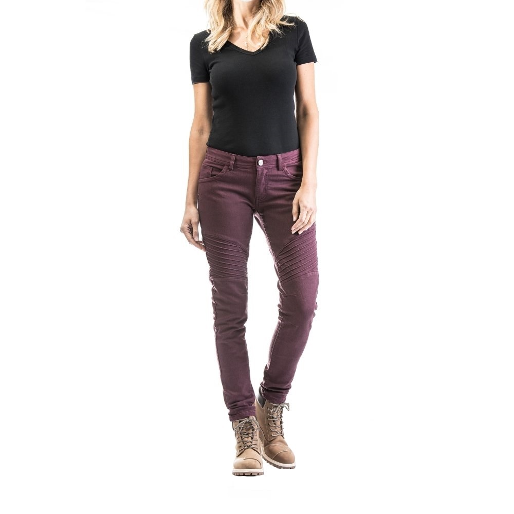 Blugi (jeans) femei pentru scuter - motocicleta Ixon model Vicky culoare: burgundy (visiniu) (Cordura® Denim) S