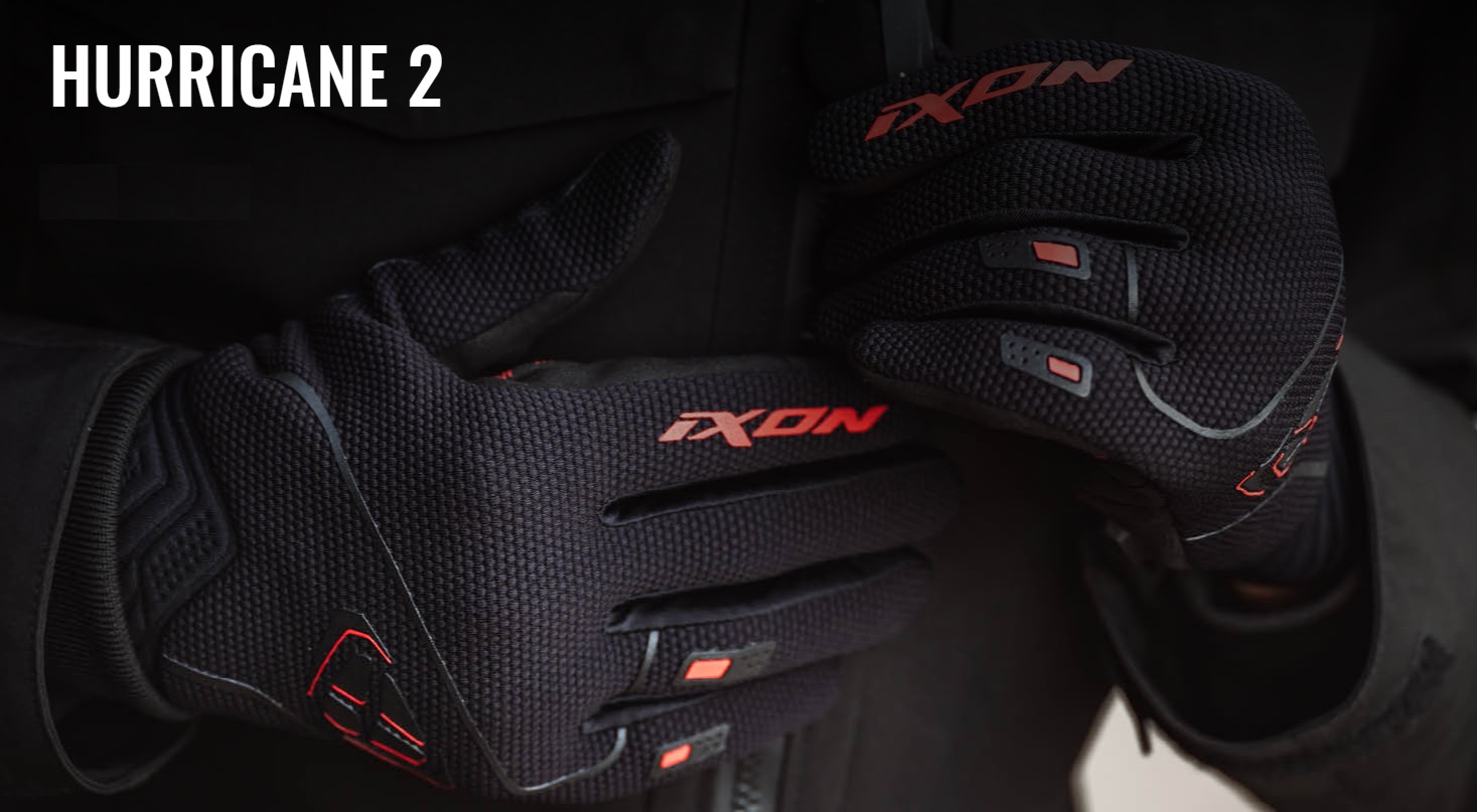 Manusi barbati pentru scuter - motocicleta Roadster vara Ixon model Hurricane 2 MS culoare: negru/rosu – degete tactile 3XL (13/14)