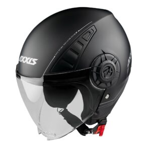 Casca pentru scuter - motocicleta Axxis model Metro S A1 negru lucios (open face) – omologare noua ECE 22.06 – tip viziera: MT-V-26B S (55/56cm)