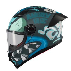 Casca integrala pentru scuter - motocicleta Axxis Fenix Angry Face C7 albastru mat – tip viziera: MT-V-31B – DKS429 L (59/60cm)