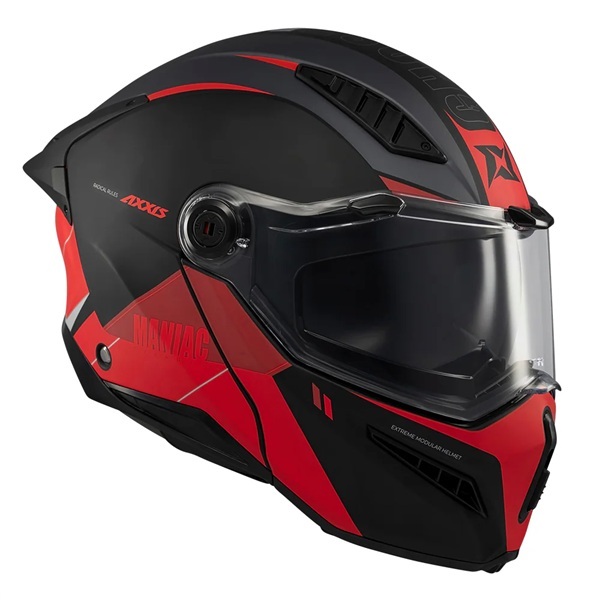 Casca modulabila (flip-up) Axxis GhostFighter SV Maniac B5 negru/rosu mat (ochelari soare integrati) Pinlock Ready – tip viziera: MT-V-36 M (57/58cm)