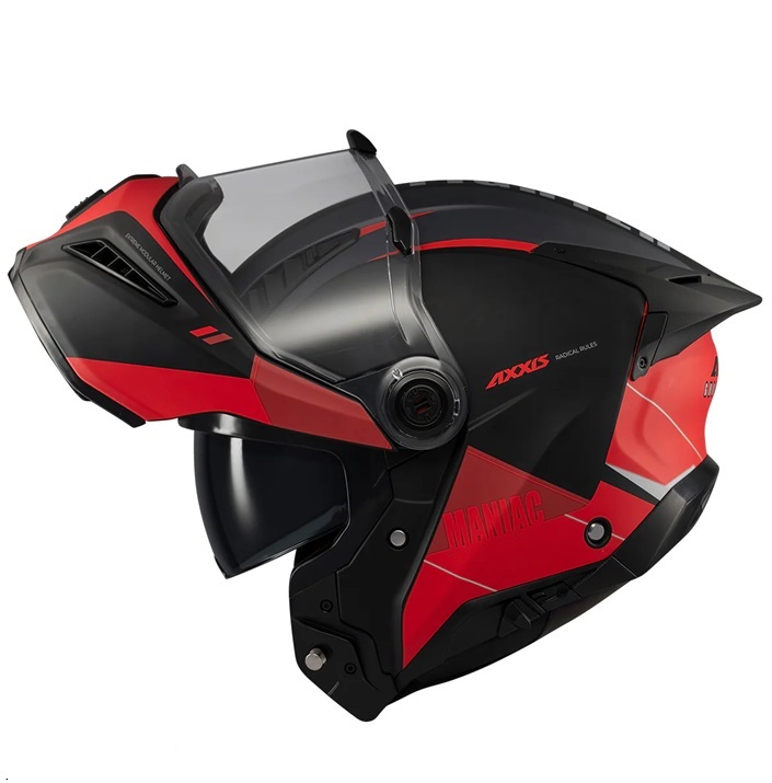 Casca modulabila (flip-up) Axxis GhostFighter SV Maniac B5 negru/rosu mat (ochelari soare integrati) Pinlock Ready – tip viziera: MT-V-36 M (57/58cm)