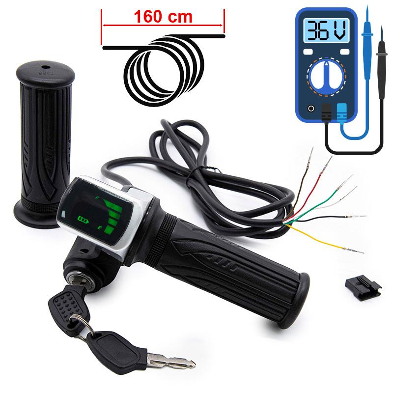 Maner de accelerație cu indicator de baterie (36 V) și conector SM cu cheie