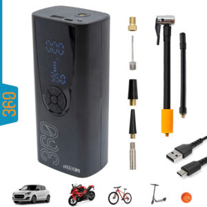 Mini compresor cu funcție Power Bank pentru bicicletă, trotinetă, scuter și auto | Motorevolution