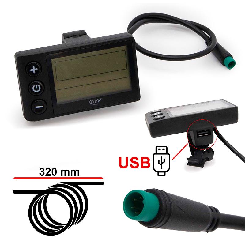 Display Ewheel S866 cu Conector trotineta electrica impermeabil - cu port USB