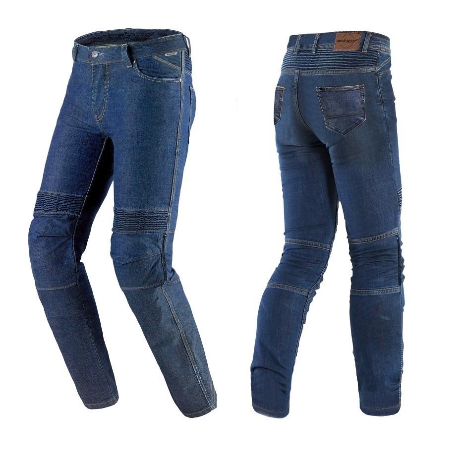 Blugi (jeans) barbati pentru scuter - motocicleta Seventy model SD-PJ6 tip Slim fit culoare: albastru (insertii Aramid Kevlar) XXXL