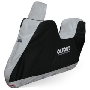 Husa motocicleta OXFORD AQUATEX HIGHSCREEN TOPBOX SCOOTER COVER culoare gri/negru - cu un loc pentru portbagaj