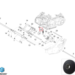 Bucsa bascula (suport motor) cauciuc originala Piaggio Beverly - MP3 - Vespa Granturismo - GTS - GTV 4T LC 125-400cc