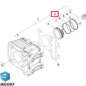 Piston original Aprilia Scarabeo - Derbi Atlantis - Doulevard - Piaggio Fly - Zip 4T AC 100cc D50.00 bolt 13