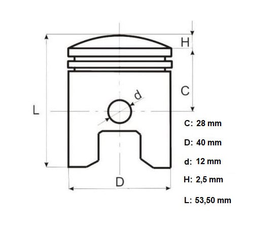 Piston scuter 2T 50cc Honda Dio Bali / Kymco 40mm
