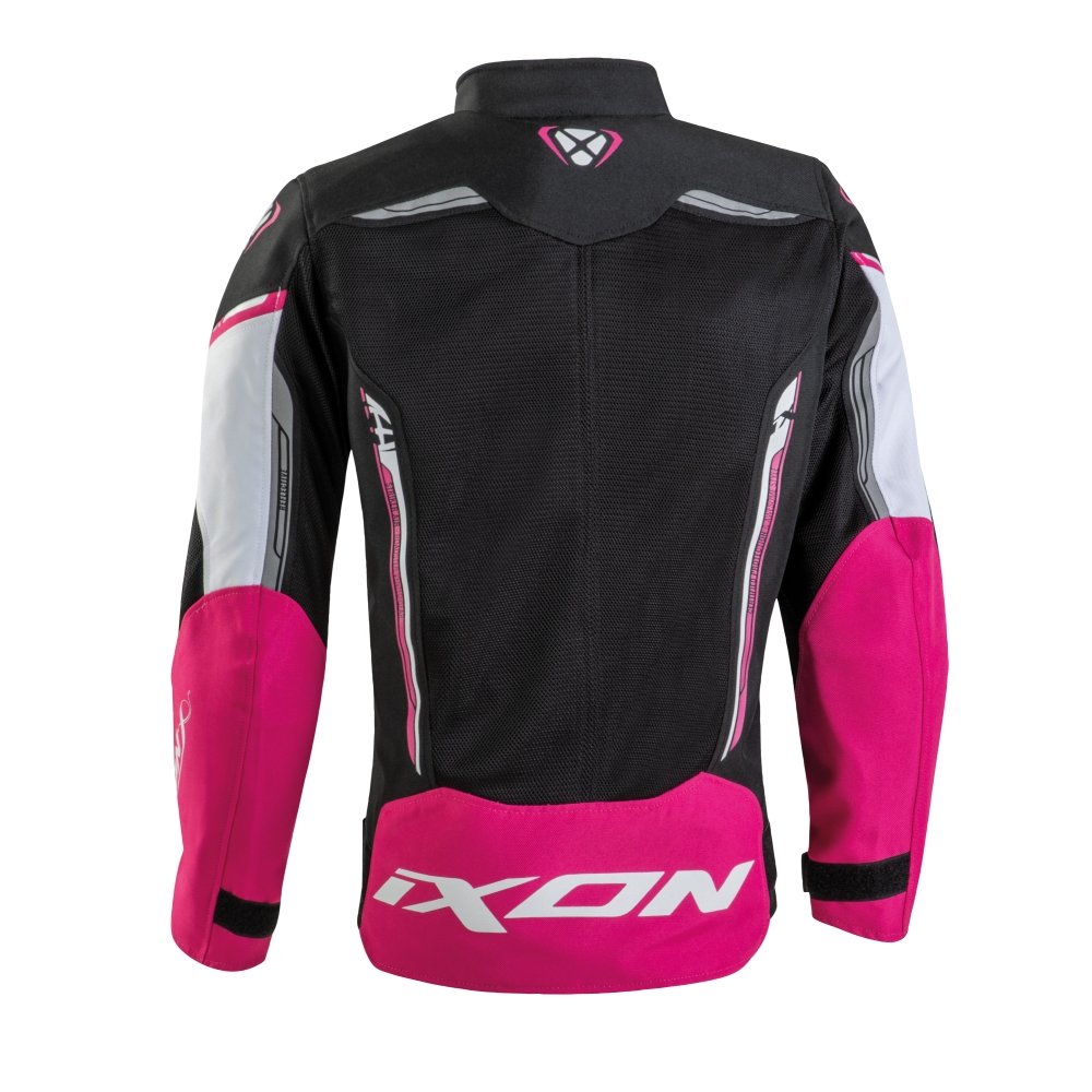 Geaca (jacheta) motociclete copii Racing/Roadster Ixon vara model Striker AIR KID culoare: negru/alb/fuchsia (roz), 12 ani