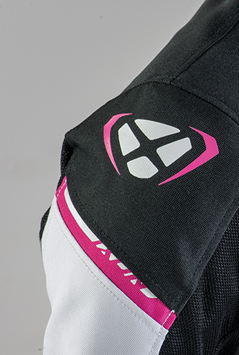 Geaca (jacheta) motociclete copii Racing/Roadster Ixon vara model Striker AIR KID culoare: negru/alb/fuchsia (roz), 8 ani