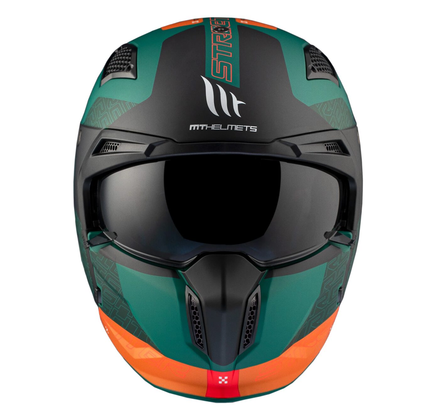 Casca MT Streetfighter SV S Totem C6 verde mat (ochelari soare integrati) - masca (protectie) barbie si cozoroc detasabile - omologare noua ECE 22.06 - Verde mat, M (57/58cm)