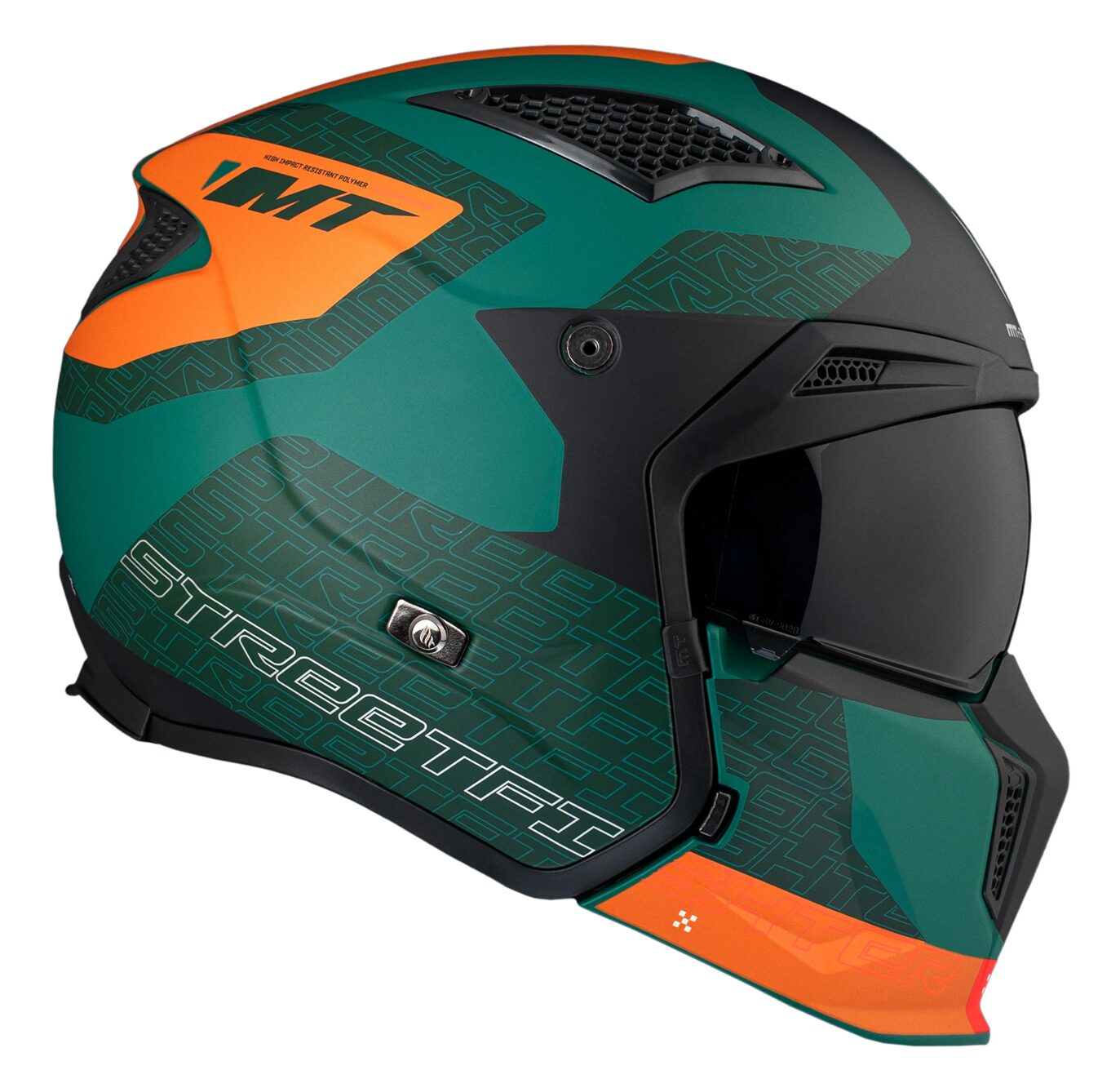 Casca MT Streetfighter SV S Totem C6 verde mat (ochelari soare integrati) - masca (protectie) barbie si cozoroc detasabile - omologare noua ECE 22.06 - Verde mat, M (57/58cm)