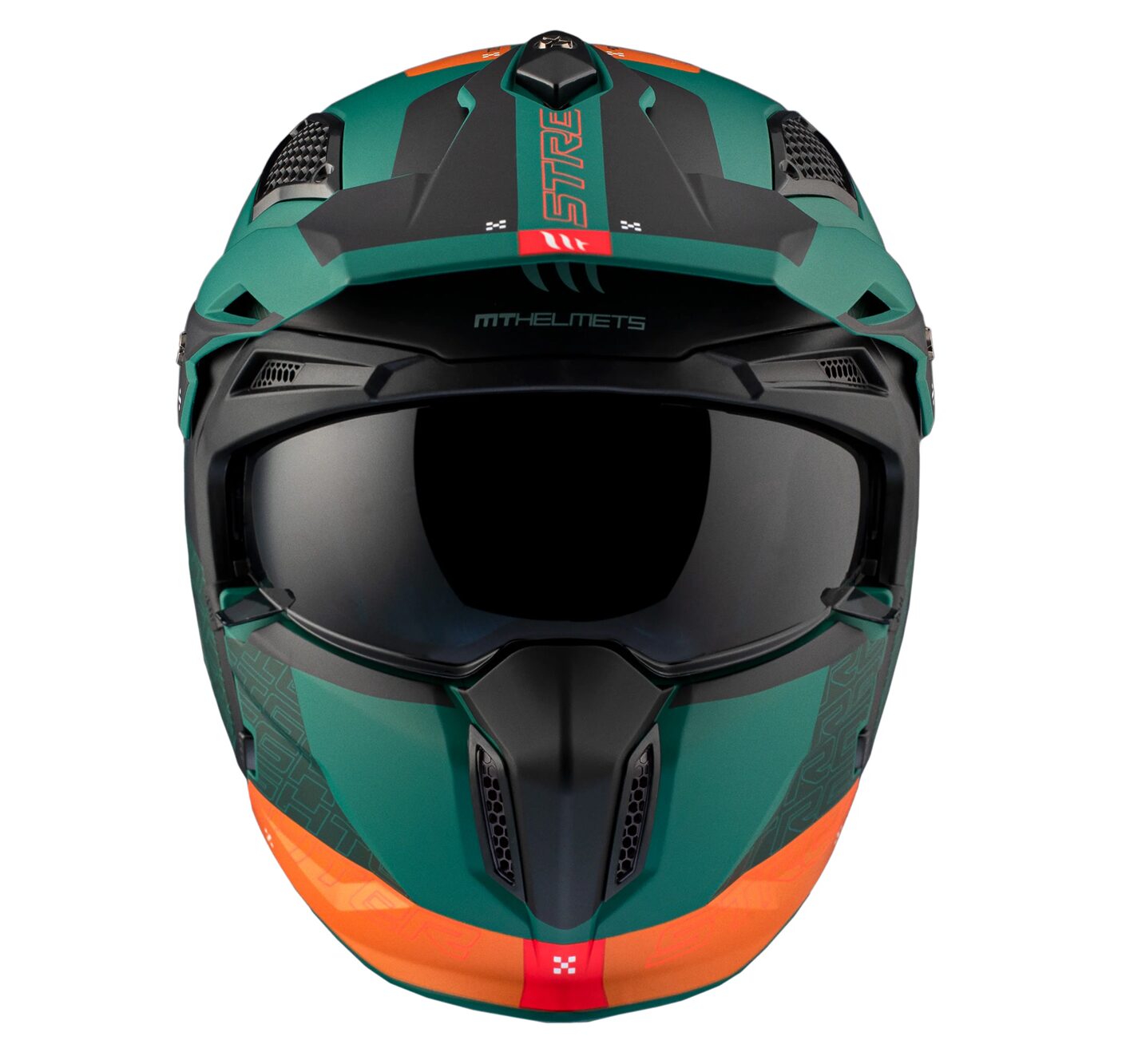 Casca MT Streetfighter SV S Totem C6 verde mat (ochelari soare integrati) - masca (protectie) barbie si cozoroc detasabile - omologare noua ECE 22.06 - Verde mat, M (57/58cm)
