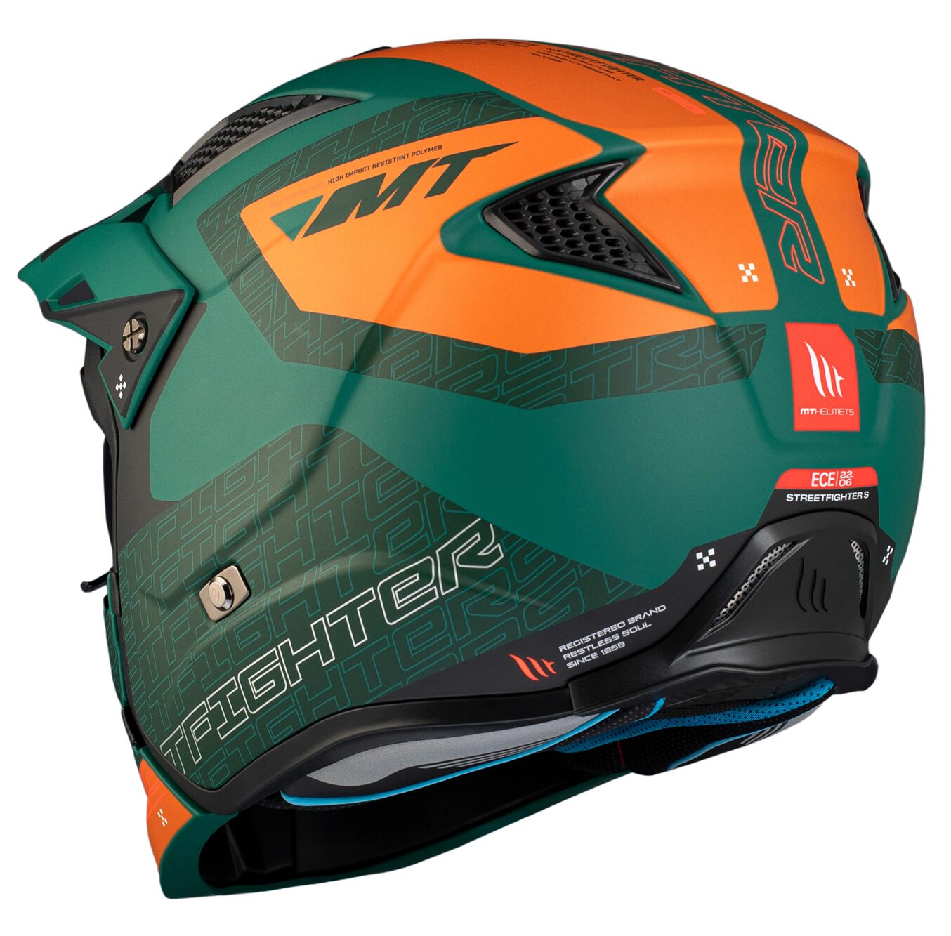 Casca MT Streetfighter SV S Totem C6 verde mat (ochelari soare integrati) - masca (protectie) barbie si cozoroc detasabile - omologare noua ECE 22.06 - Verde mat, M (57/58cm)