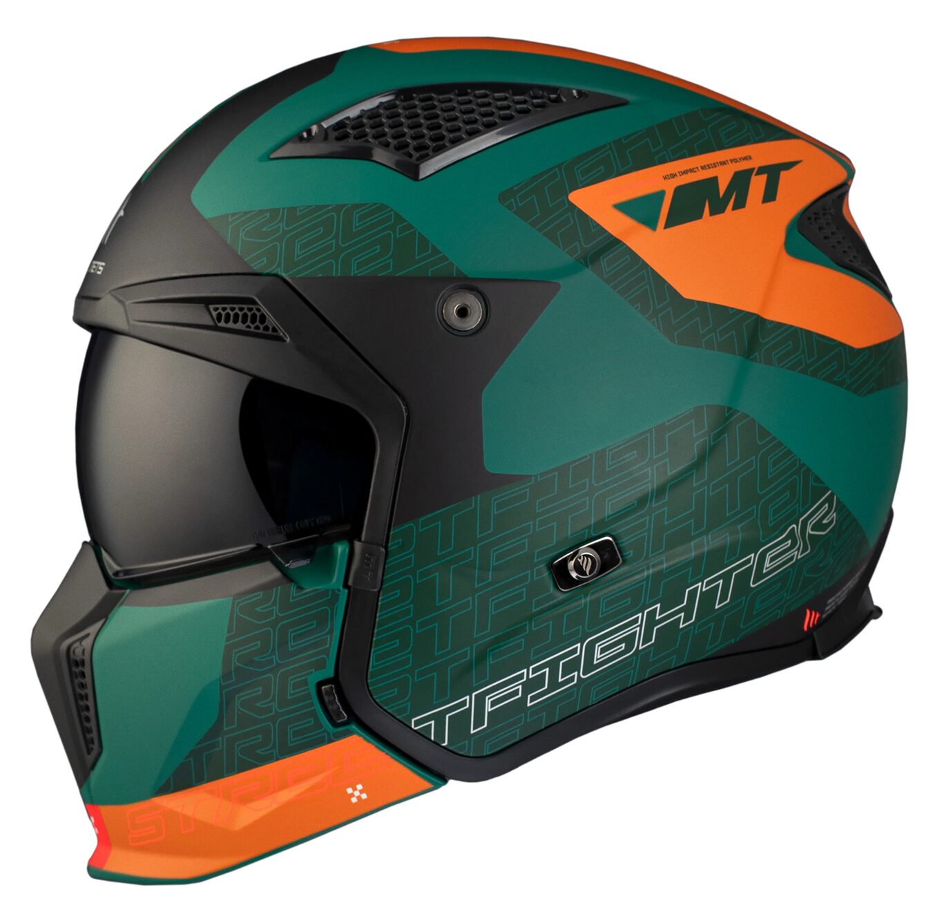 Casca MT Streetfighter SV S Totem C6 verde mat (ochelari soare integrati) - masca (protectie) barbie si cozoroc detasabile - omologare noua ECE 22.06 - Verde mat, M (57/58cm)