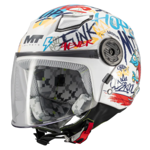 Casca open face MT Lite Crew A5 alb lucios - casca de copii - Alb lucios, M kids (51/52cm)