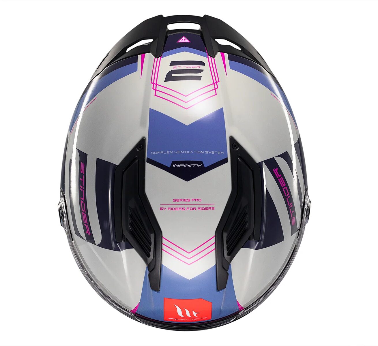 Casca integrala MT Stinger 2 Tron C8 roz lucios - tip viziera: MT-V-28B - punctaj maxim SHARP Test – 5 stele - Roz lucios, S (55/56cm)