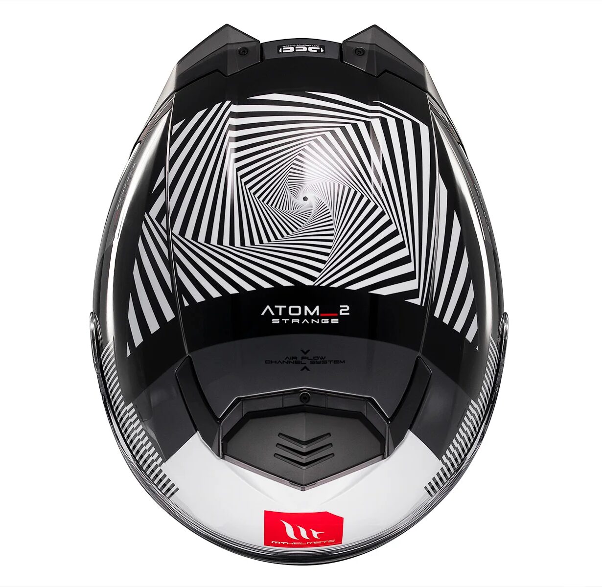 Casca modulabila MT Atom 2 SV Strange B2 negru/alb lucios (ochelari soare integrati) Pinlock Ready - tip viziera: MT-V-35, M (57/58cm)