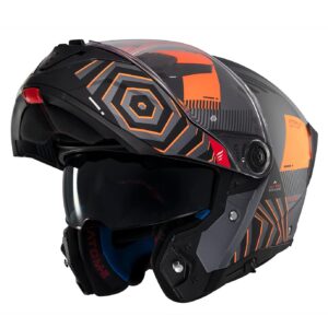 Casca modulabila MT Atom 2 SV Strange C4 gri/portocaliu mat (ochelari soare integrati) Pinlock Ready - tip viziera: MT-V-35, S (55/56cm)
