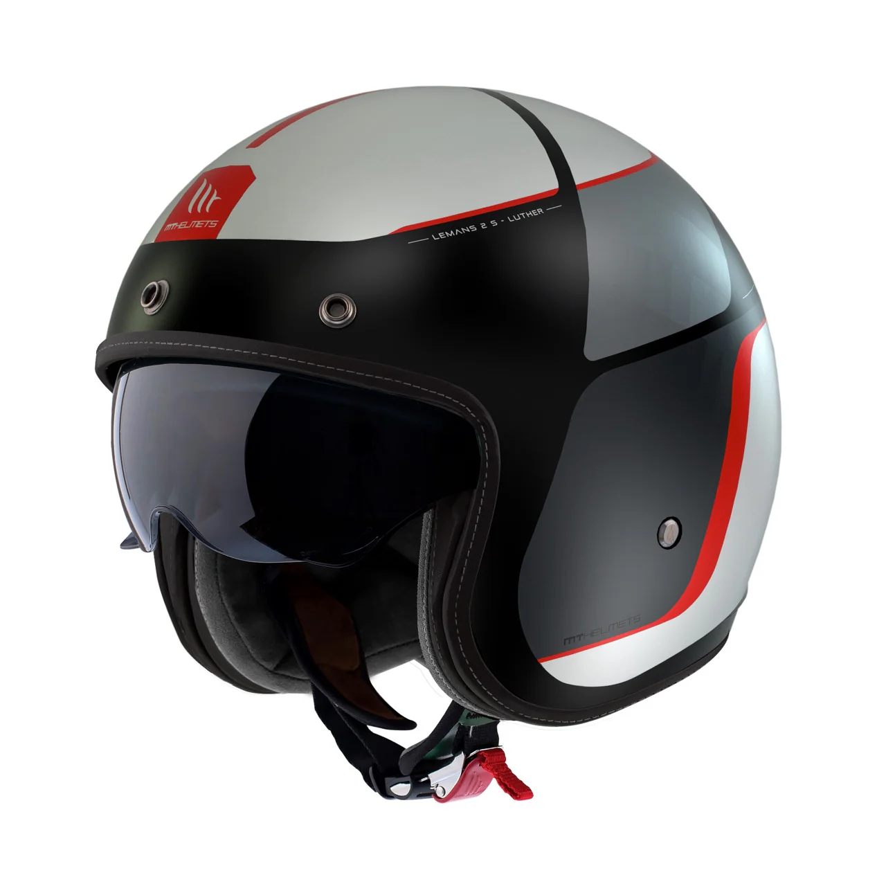 Casca open face motociclete MT Le Mans 2 S SV Luther B15 rosu/gri mat (ochelari soare integrati) - omologare noua ECE 22.06 - Rosu/gri mat, S (55/56cm)