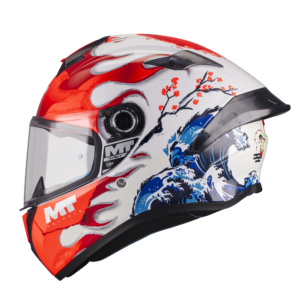 Casca integrala MT Targo S Yamanaka A5 alb/rosu lucios - omologare noua ECE 22.06 - tip viziera: MT-V-14 - Alb/rosu lucios, XL (61/62cm)
