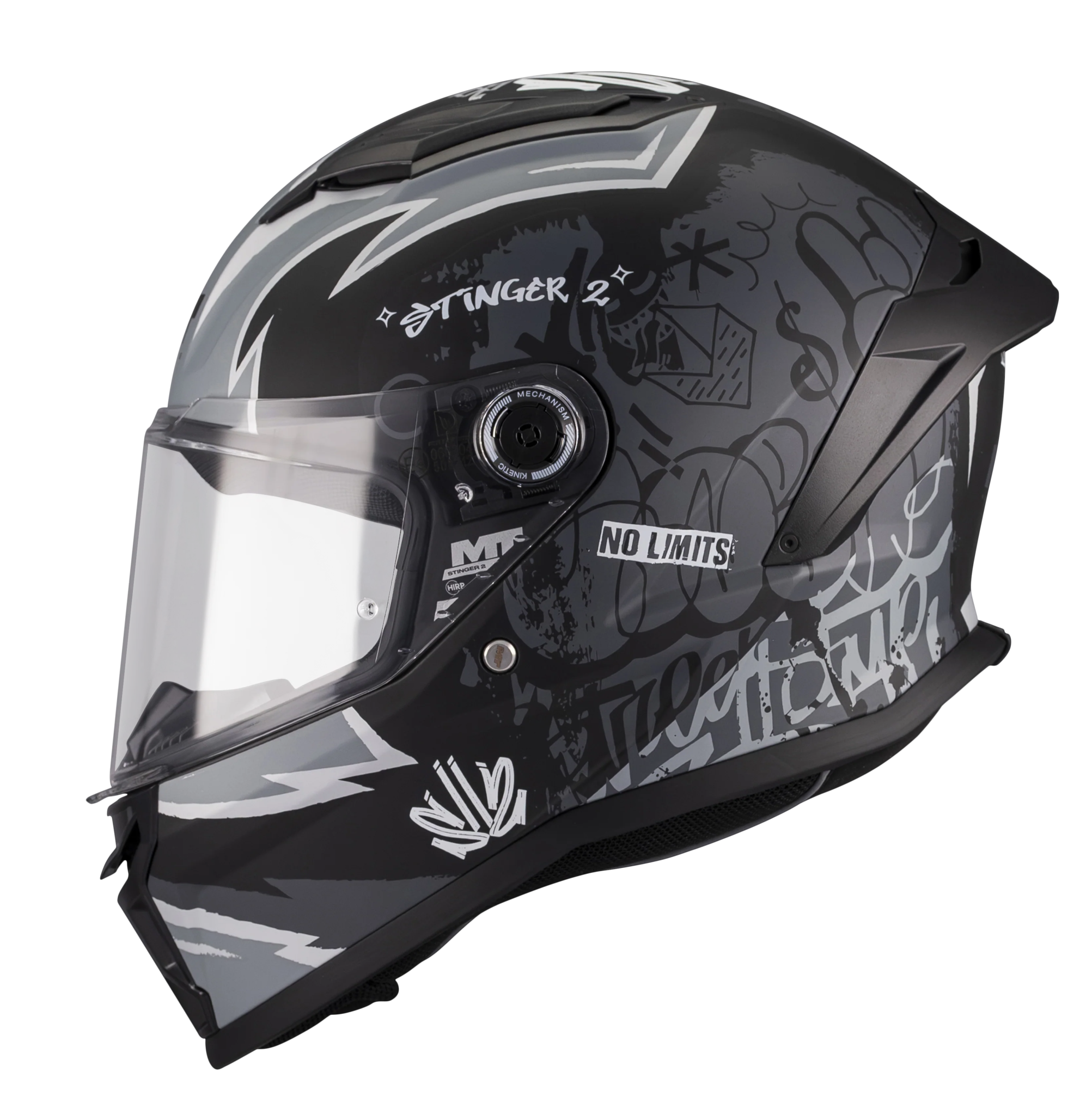 Casca integrala MT Stinger 2 Kids Tagger B2 negru mat - tip viziera: MT-V-28B - casca de copii - Negru mat, S kids (49/50cm)