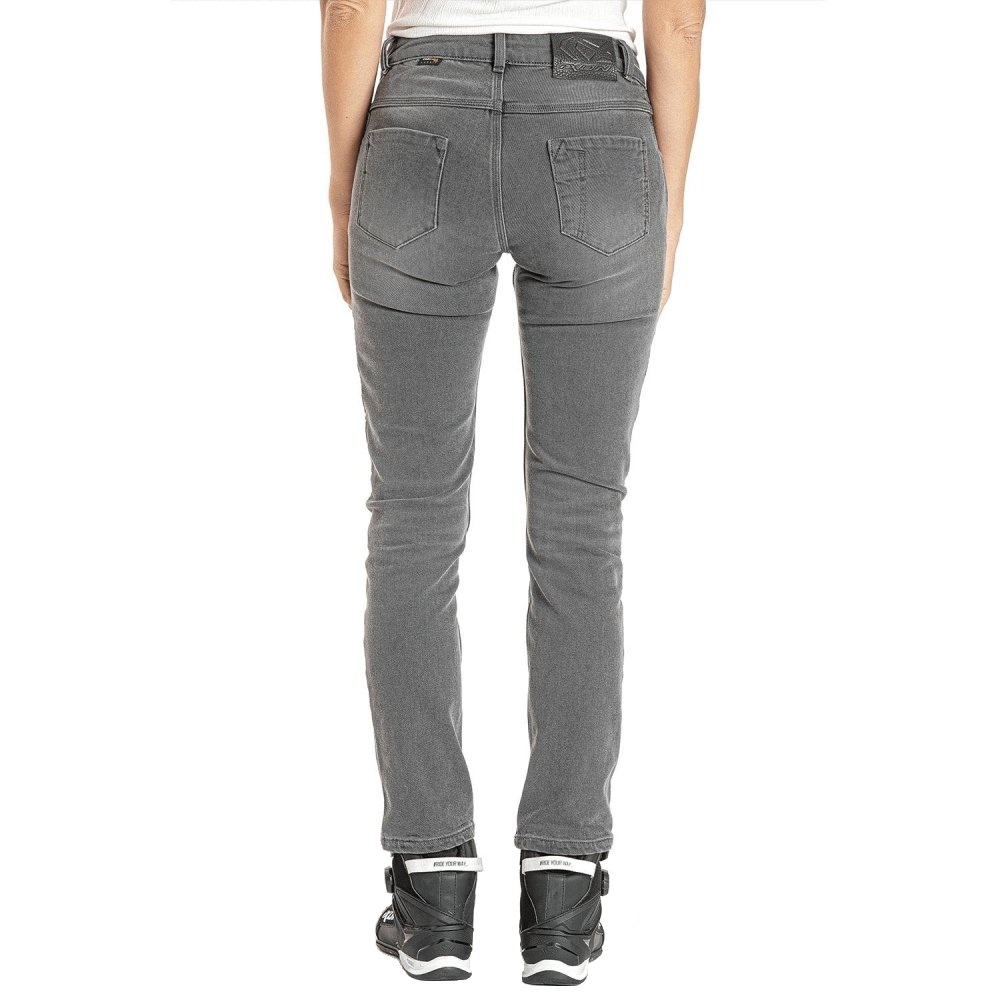 Blugi (jeans) moto femei Ixon model Billie LS culoare: gri (washed grey) (Cordura® Denim) - Slim Fit - clasa AA - Gri, US29