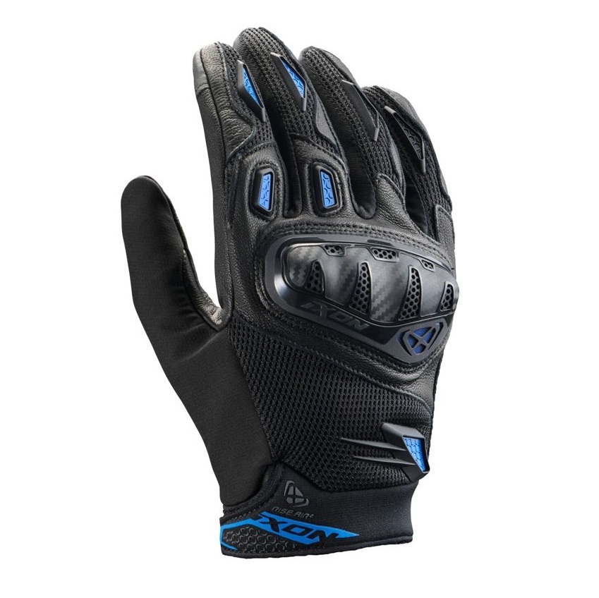 Manusi barbati Roadster vara piele/textil Ixon model Rise Air 2 MS culoare: negru/albastru - degete tactile, M (8/9)