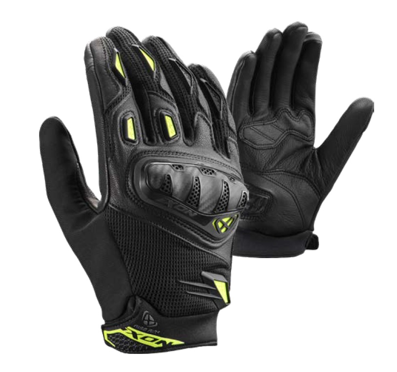 Manusi barbati Roadster vara piele/textil Ixon model Rise Air 2 MS culoare: negru/galben - degete tactile, XL (10/11)