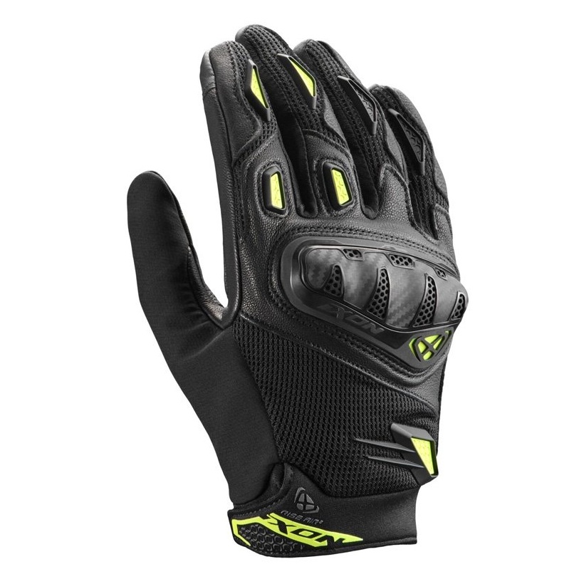 Manusi barbati Roadster vara piele/textil Ixon model Rise Air 2 MS culoare: negru/galben - degete tactile, XL (10/11)