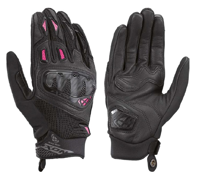 Manusi femei Roadster vara piele/textil Ixon model Rise Air 2 LS culoare: negru/fuchsia - degete tactile - Negru/fuchsia (roz), M (8/9)