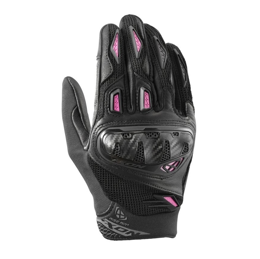 Manusi femei Roadster vara piele/textil Ixon model Rise Air 2 LS culoare: negru/fuchsia - degete tactile - Negru/fuchsia (roz), M (8/9)