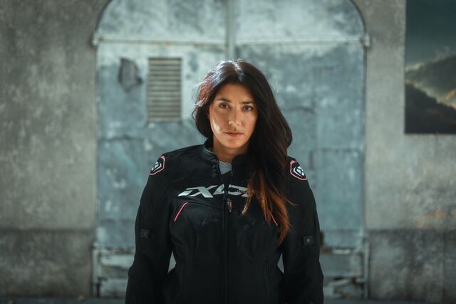 Geaca (jacheta) motociclete femei Racing/Roadster Ixon All season model Meteor 31 LS culoare: negru/alb/roz (concept 3 in 1), XXL