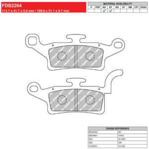 Set placute frana fata Ferodo FDB2264EF - Yamaha HW 125-150 Xenter -Xenter CBS (12-21) - YW 125 BWS (10-15)
